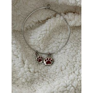 Silver Tone Doggy Paw Charm Bracelet